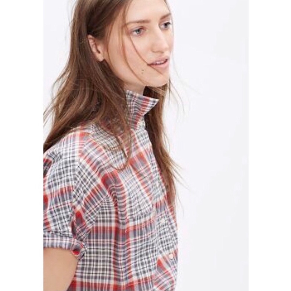 Madewell Courier Kerchief Plaid Button Up Top